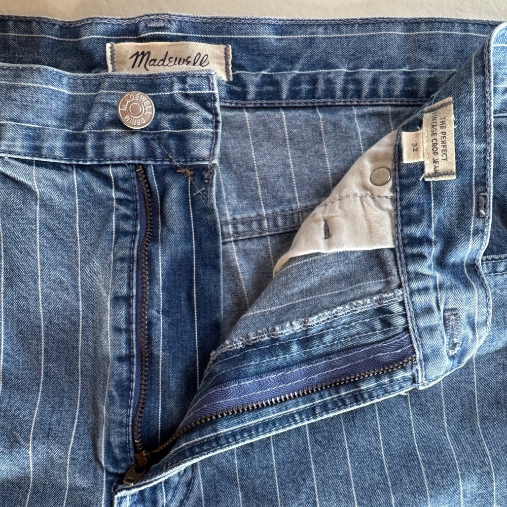 Madewell The Perfect Vintage Crop Jean High-Rise Pinstripe Edition L3915 (32) - Picture 11 of 16